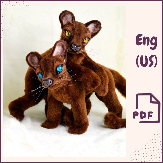 Preview of Madagascar Fossa Sewing Pattern PDF, Realistic Wild Cat Plush Toy, Teddy Animal Soft Sculpture, Poseable Stuffed Animal Digital Download DIY by VariousPatterns