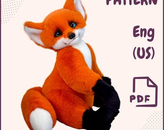 Teddy Fox Sewing Pattern PDF, Plush Toy DIY Template, Soft Stuffed Animal, Instant Digital Download