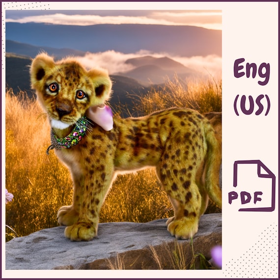 Preview of Lion Cub Sewing Pattern PDF | Realistic Plush Simba Toy Tutorial | Stuffed Animal Soft Toy | Digital Eyes Irises Download | DIY Wild Cub by VariousPatterns