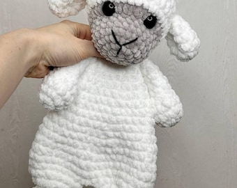 Crochet lamb snuggler pattern Amigurumi sheep lovey pdf tutorial Crochet Easter baby blanket pattern
