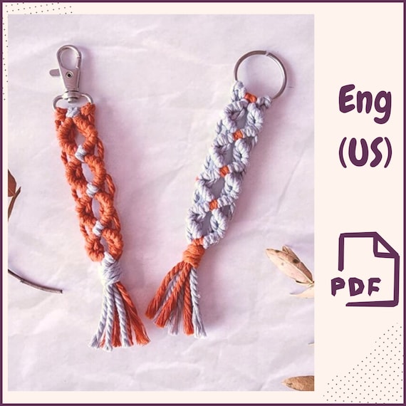 Preview of Macrame Keychain Pattern PDF Easy Boho Keychain Modern Macrame Accessory Tutorial Instant Download Free Macrame Knot Guide DIY macrame by VariousPatterns