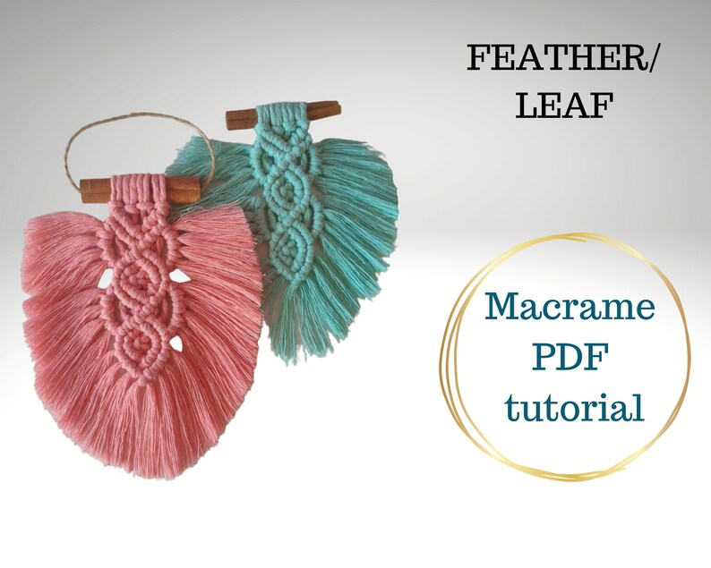 Printable macrame feather pattern — instant download with 19 pages of clear steps and tips.