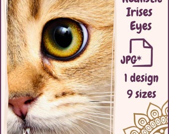 Eyes for Printing Realistic Irises Cat Eyes Cat Irises Realistic Eyes Doll Eyes Teddy Bear Bottle Caps Pendants Paper Crafts Digital Collage