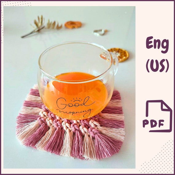 Preview of Macrame Coaster PDF Pattern / Macrame Coaster Instructions / PDF Macrame Tutorial Coaster Beginner / Mug Rug Pattern / DIY Macrame Pattern by VariousPatterns