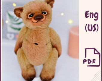 Teddy Bear Sewing Pattern PDF – Soft Plush Bear Toy DIY – Realistic Artist Stuffed Animal Tutorial – Handmade Collectible PDF Pattern