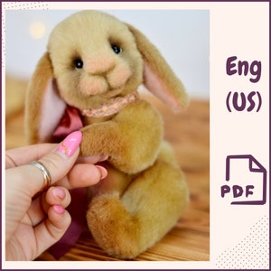 Teddy Rabbit Pattern • Soft Plush Bunny PDF • Stuffed Animal Sewing Pattern • Collectible Rabbit Toy • Artist Bunny DIY Template for Plush