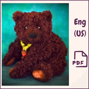 Teddy Bär Schnittmuster - PDF Stofftier Vorlage, Kuscheltier Bär DIY, Künstler Plüsch Bär Figur Download