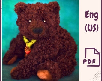 Teddy Bear Sewing Pattern – PDF Soft Toy Template, Stuffed Animal Bear DIY, Artist Plush Bear Pattern Download, Collectible Bear Figure