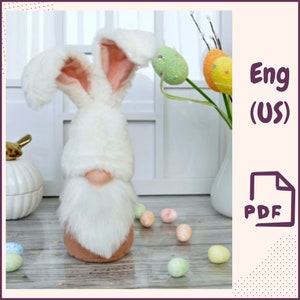 Easter Bunny Gnome Pattern PDF + Video | DIY Gnome Bunny Tutorial | Spring Gnome Plush | Holiday Sewing Project | Cute Easter Decor