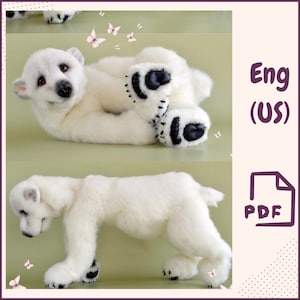 Polar Bear Sewing Pattern PDF – Realistic Stuffed Bear Template – Plush Arctic Animal 15.7&quot; (40 cm) – DIY Soft Toy for Experienced Sewers