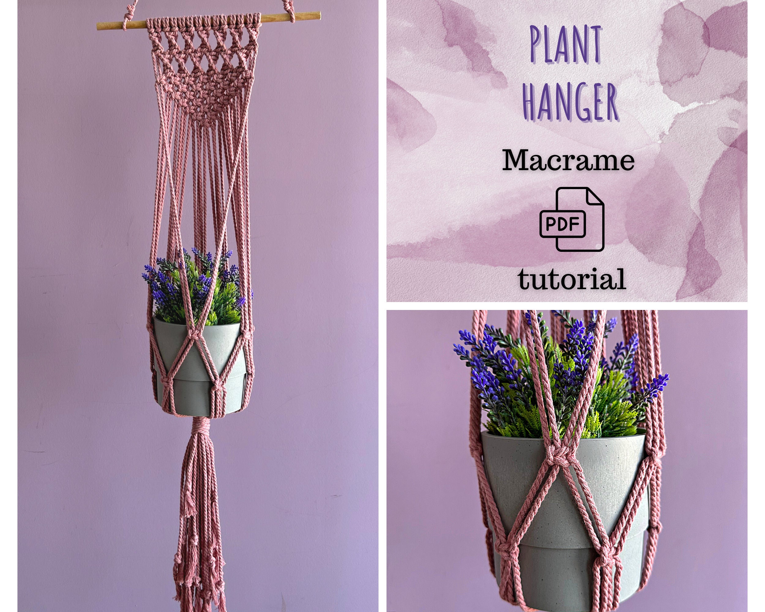 Macrame Plant Hanger Pattern PDF • DIY Boho Hanging Planter Tutorial ...