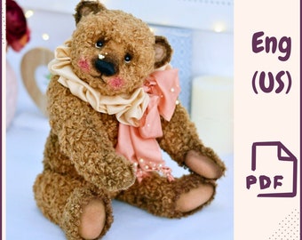 Teddy Bär Schnittmuster • Künstler Weicher Bär PDF • Stofftier Anleitung • Plüsch Sammlerstück • DIY Teddy Schnittmuster zum Ausdrucken