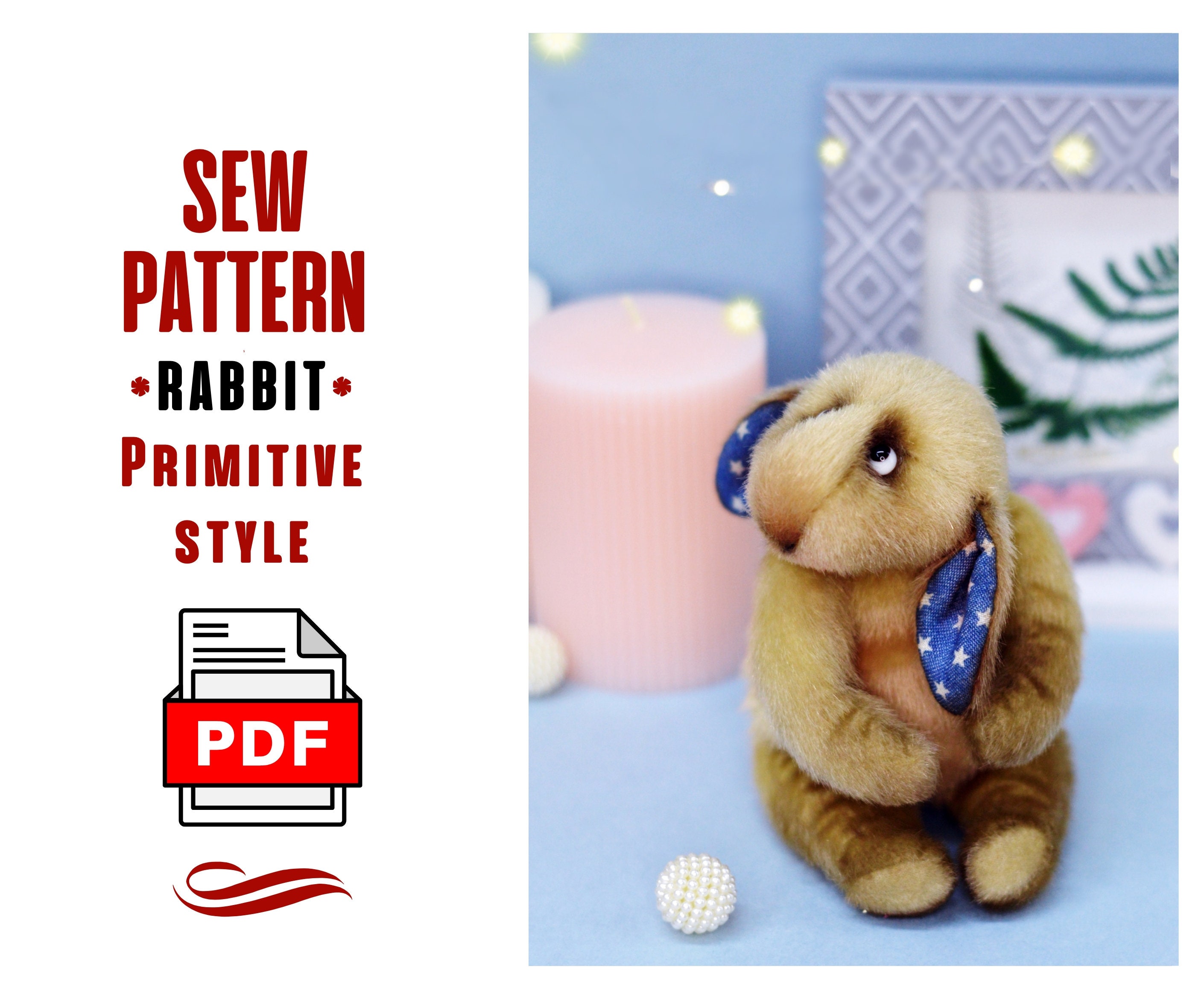 Rabbit Sewing Pattern PDF • Bunny Plush Pattern • Stuffed Animal Toy ...