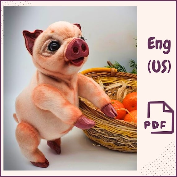 Preview of Pig Sewing PDF Pattern • Soft Teddy Pig Toy PDF Template • Plush Piglet Pattern • Stuffed Animal • Downloadable Sewing Tutorial DIY by VariousPatterns