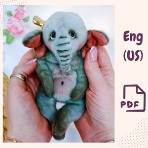 Elephant Sewing Pattern PDF – Plush Elephant Pattern – Stuffed Elephant Toy DIY – Mini Elephant Teddy Pattern – Soft Toy Sewing Template