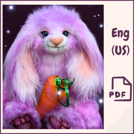 Preview of Teddy Bunny Sewing Pattern – Soft Stuffed Animal PDF Plush Bunny Toy Pattern for Sewing Collectible Rabbit Pattern DIY Artist Bunny Template by VariousPatterns