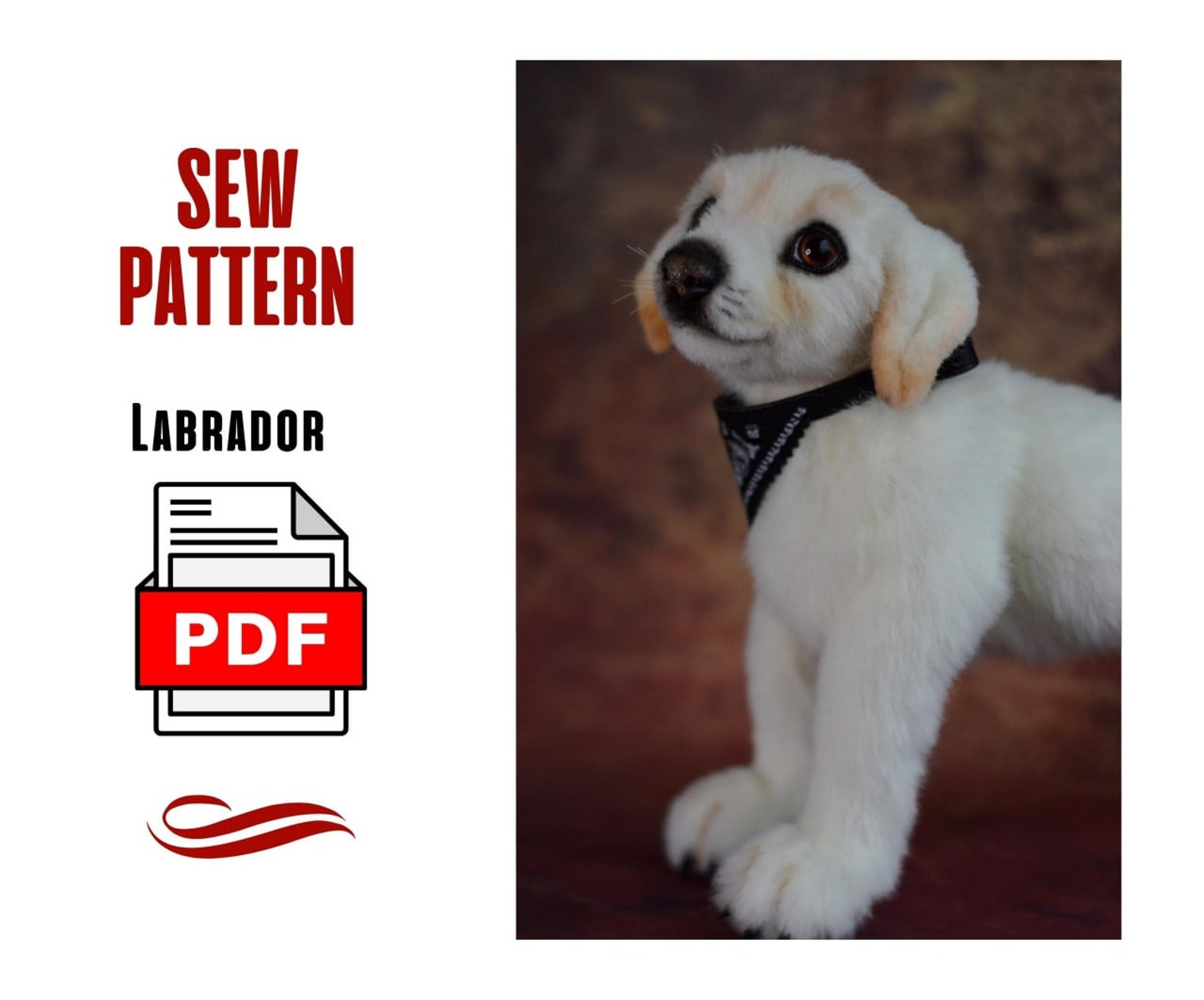 Labrador Pattern Printable Labrador Dog Sewing Pattern PDF, Stuffed Plush Dog Pattern, Realistic ...