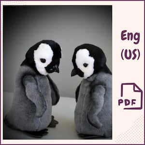 Penguin PDF Sewing Pattern, Realistic Plush Penguin Toy, Soft Toy Penguin DIY Template, Stuffed Animal Penguin Pattern for Teddy Artists
