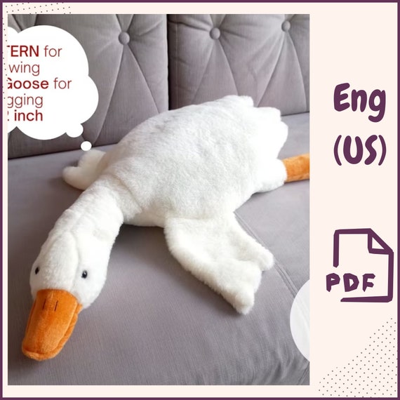 Preview of Goose plush sewing pattern PDF / Hug goose toy pattern / DIY stuffed animal / Big plush goose tutorial / Instant digital download by VariousPatterns