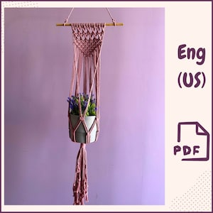 Macrame Plant Hanger Pattern PDF • DIY Boho Hanging Planter Tutorial • Easy Indoor Pot Holder for Beginners • Step-by-Step Knot Guide