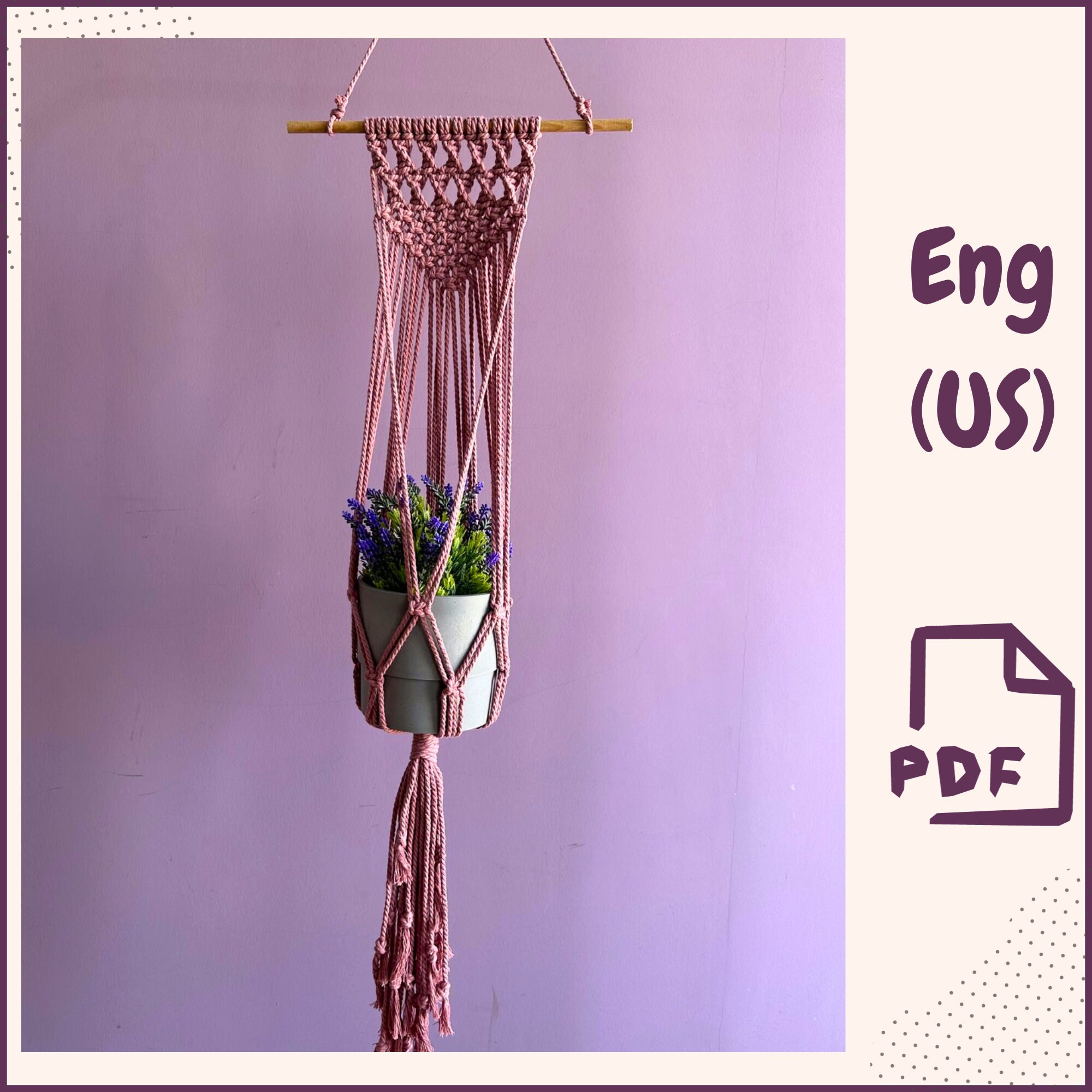 Macrame Plant Hanger Pattern PDF • DIY Boho Hanging Planter Tutorial ...