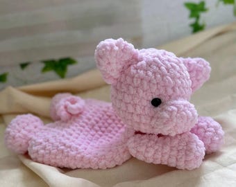 Crochet pig lovey pattern Amigurumi piggy plushie pdf tutorial Crochet cuddly toy pattern