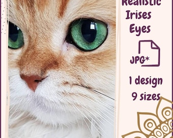 Printable Realistic Cat Eyes JPG – Iris Graphics for Doll & Teddy Bear Eyes, Bottle-Cap Pendants, Paper Crafts, Digital PDF Download