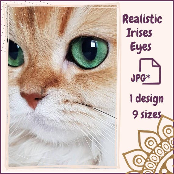 Preview of Printable Realistic Cat Eyes JPG – Iris Graphics for Doll & Teddy Bear Eyes, Bottle-Cap Pendants, Paper Crafts, Digital PDF Download by VariousPatterns