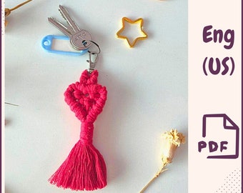 Macrame Heart Keychain Pattern PDF | DIY Valentine's Day Gift | Easy Boho Ornament Tutorial | Handmade Nursery Decor Idea