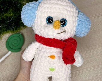 Crochet snowman pattern Amigurumi Christmas plush toy pattern Xmas decoration pattern