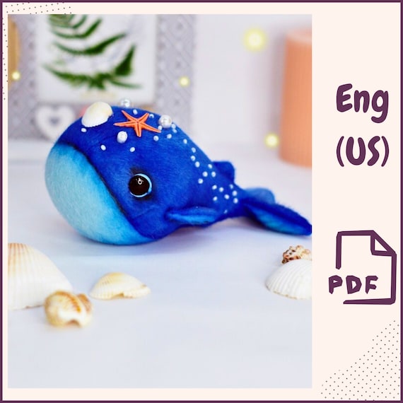 Preview of Whale Plush Sewing Pattern PDF, Soft Toy Whale DIY Template, Stuffed Animal Whale Pattern for Beginners, Mini Plush Whale Printable by VariousPatterns