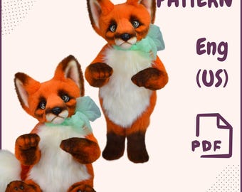 Teddy Fox Plush Sewing Pattern PDF, Soft Toy DIY Template, Stuffed Animal Pattern, Instant Digital Download