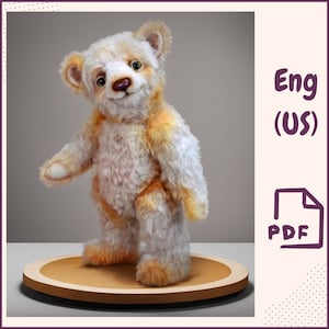 Realistic Teddy Bear PDF Pattern + Tutorial | Artist Soft Toy Sewing Pattern | Glass Eyes Iris Download | DIY Plush Bear for Collectors