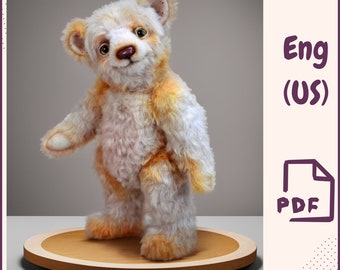 Realistic Teddy Bear PDF Pattern + Tutorial | Artist Soft Toy Sewing Pattern | Glass Eyes Iris Download | DIY Plush Bear for Collectors