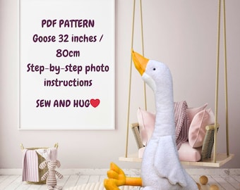 Large Goose Plush PDF Pattern | 32" Stuffed Toy Sewing Tutorial | DIY Nursery Room Decor | Instant Download | Beginner Step-by-Step Guide