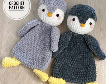 Crochet penguin lovey pattern Amigurumi Christmas kids snuggler pdf tutorial Cuddle toy for kids pattern