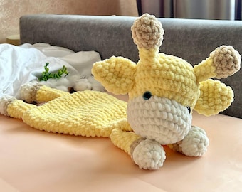 Crochet giraffe lovey pdf pattern Amigurumi giraffe snuggler pdf tutorial Crochet baby shower gift pattern
