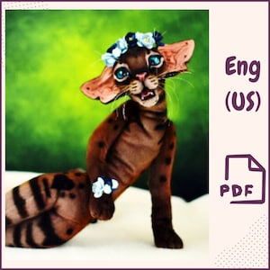 Anthro Cat Sewing Pattern – Furry Plush Toy PDF, Stuffed Animal Template for Artists, Poseable Doll Pattern, DIY Cat Toy for Cosplay & Gift