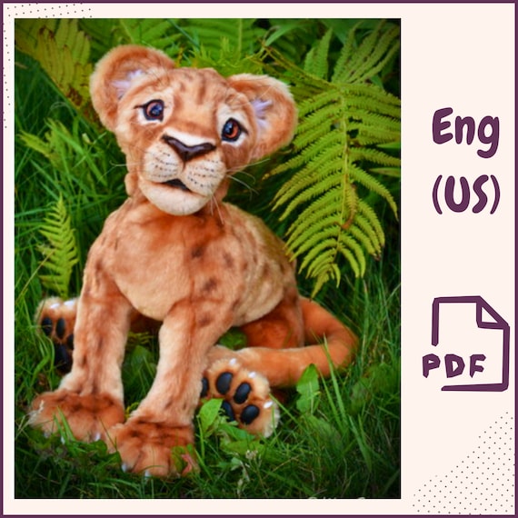 Preview of Lion Cub Sewing Pattern • PDF Plush Simba Toy Tutorial • Realistic Baby Lion Soft Toy • Artist Stuffed Animal • DIY Wildlife Collectible PDF by VariousPatterns