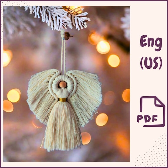 Preview of Macrame Angel pdf pattern, Easy Home decor DIY, Macrame Christmas ornament for beginners Christmas decor diy, nursery decor Pdf pattern by VariousPatterns