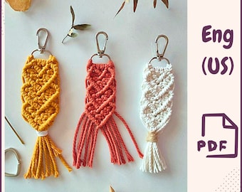Macrame Heart keychain PDF Tutorial Step by step guide DIY Handmade Valentine&#39;s Day Decor Boho style DIY Valentine&#39;s day gift Instant