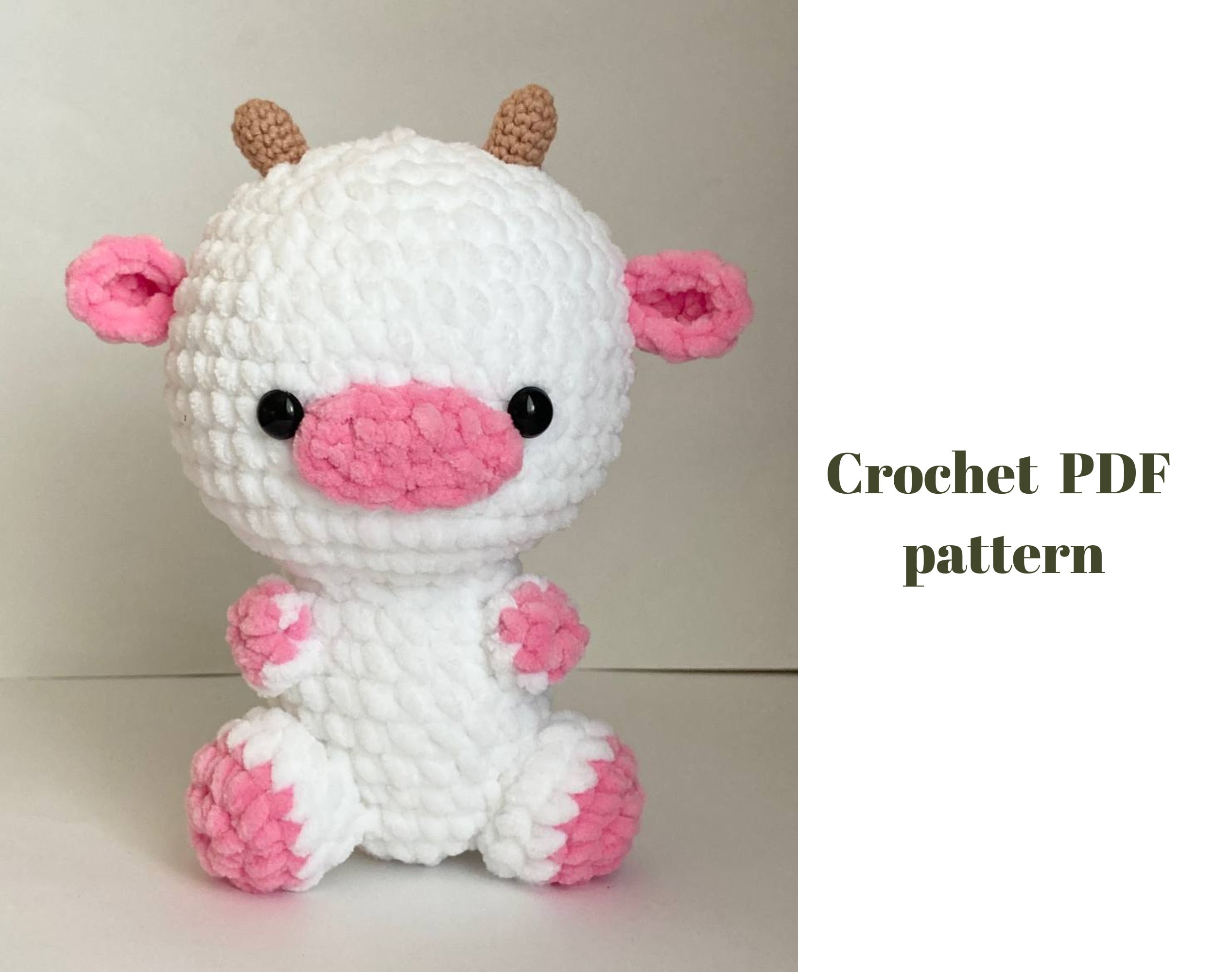 Crochet Cow Pattern Strawberry Cow Amigurumi Pattern Cow Plush Etsy