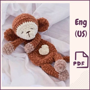 Crochet monkey snuggler pattern Amigurumi monkey pattern Crochet cuddles monkey PDF crochet tutorial Animal Toy Pattern Instant download