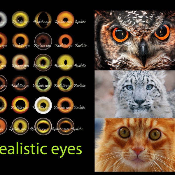 Eyes for Printing Realistic Irises Cat Eyes Cat Irises Realistic Eyes Doll Eyes Teddy Bear Bottle Caps Pendants Paper Crafts Digital Collage