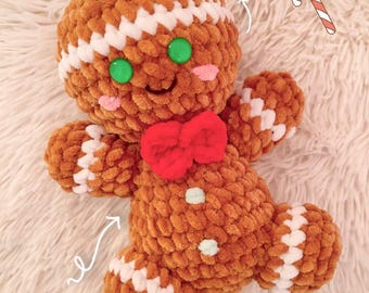 Crochet gingerbread lovey pattern Amigurumi Xmas decoration pdf tutorial Crochet Christmas toy plushie pattern