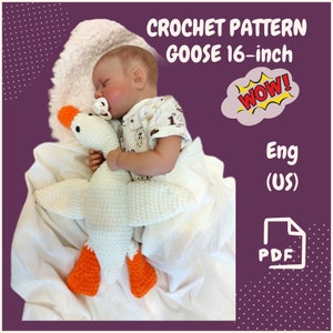 Goose Sleeping toy.  Amigurumi Plush Crochet Pattern. Easy crochet Pattern PDF