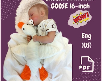 Goose Sleeping toy.  Amigurumi Plush Crochet Pattern. Easy crochet Pattern PDF