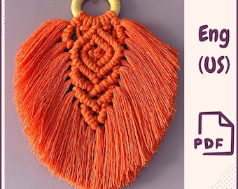 Macrame Leaf Pattern PDF Tutorial • DIY Feather Wall Hanging for Beginners • Boho Macrame Ornament • Easy Knot Guide Instant Download