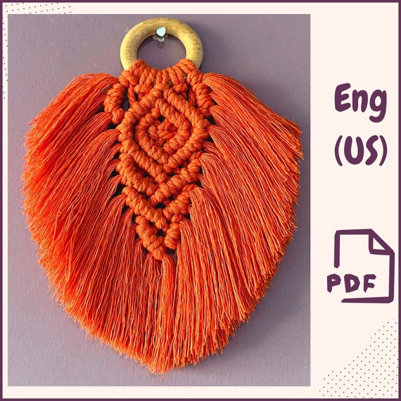 Preview of Macrame Leaf Pattern PDF Tutorial • DIY Feather Wall Hanging for Beginners • Boho Macrame Ornament • Easy Knot Guide Instant Download by VariousPatterns