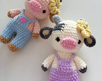 Crochet cow plushie pattern Amigurumi milk cow pdf tutorial Crochet cuddly cow pattern